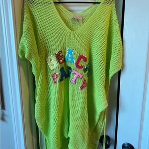 Judith March Neon Green Beach Party Knit Cover-Up